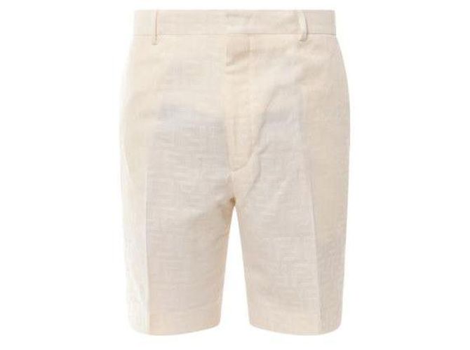 Fendi Bermuda de algodão e linho Branco