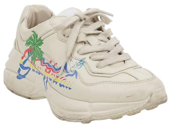 Gucci Baskets Raiton Imprimées Hawaii Blanc