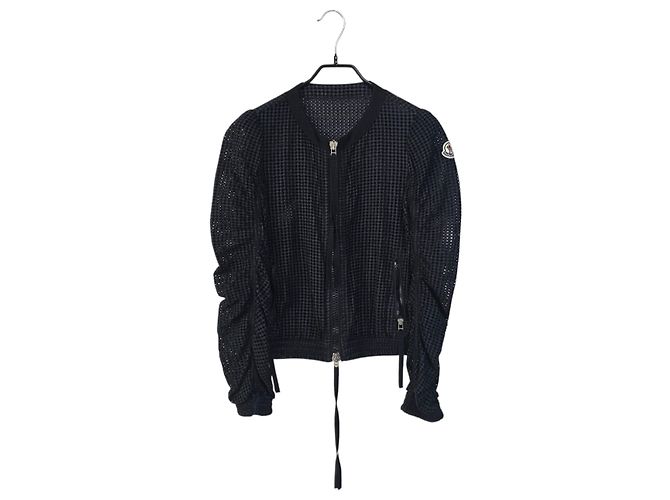 Moncler Damen Mesh Zip-Up Jacke Schwarz
