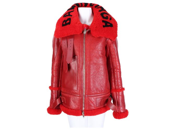 Balenciaga Shearling Jacket Red