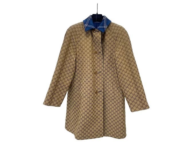 Gucci Reversible Tartan Check Coat Brown