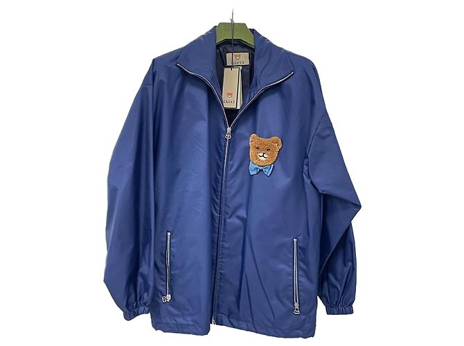 Gucci Moletom com capuz e zíper Kai Azul