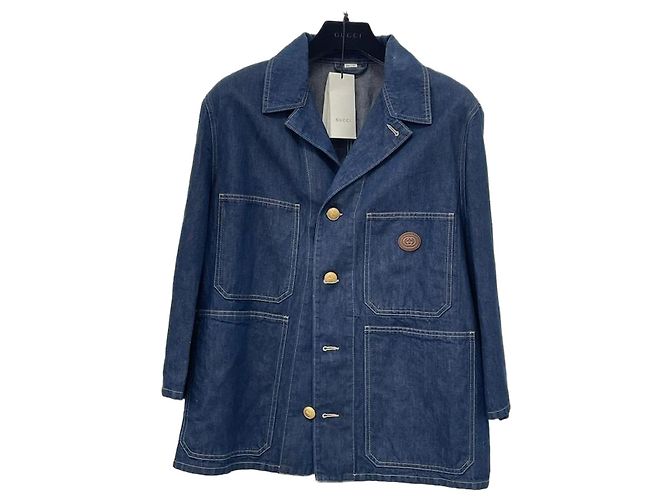 Gucci Stone Washed Denim Jacket Blue