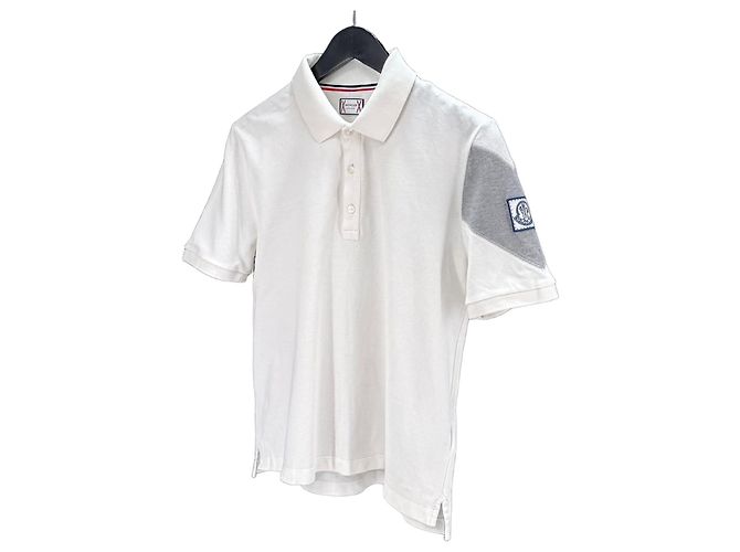 Moncler Gamma Blau Polo Kurzarm T-Shirt Weiß