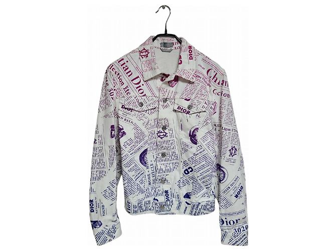 Dior Daniel Arsham Zeitungsgradient Denimjacke Weiß