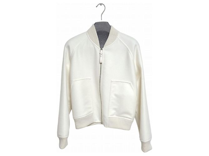 Hermès Women's Cashmere Blouson Jacket Blanc Nature White