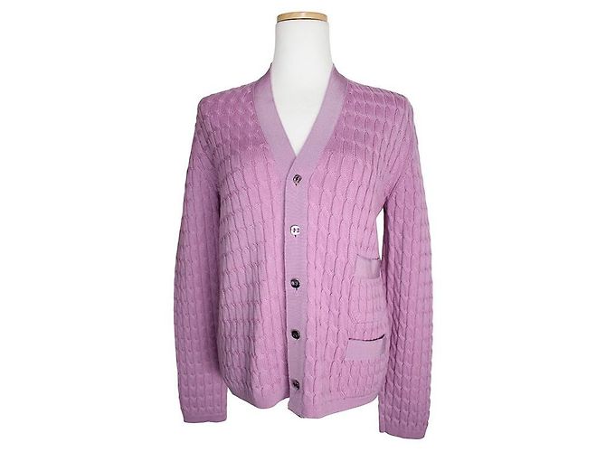 Salvatore Ferragamo Lila Wollstrickjacke