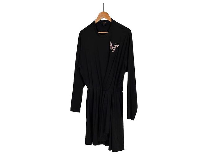 Louis Vuitton Vestido Mini de Algodão com Logo de Cristal LV para Mulheres Preto