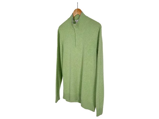 Brunello Cucinelli Herren Cashmere Pullover mit halbem Reißverschluss in Grün