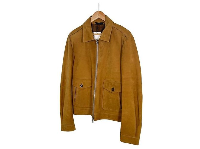 Tom Ford Buffelleder Wildleder Trucker Arbeitsjacke Camel Braun