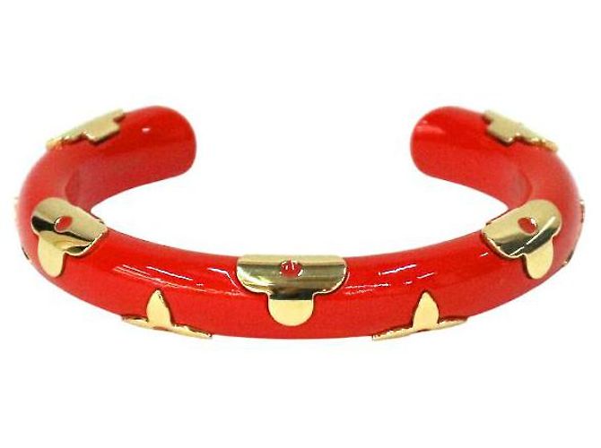 Louis Vuitton Roter Harz Monogrammarmband Größe
