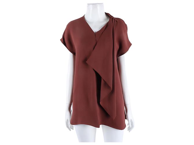 Blusa de seda de manga curta Hermès Marrom
