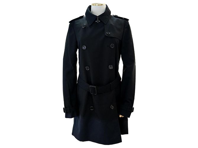 Burberry Women's Checked Trench Coat Harbourne Black