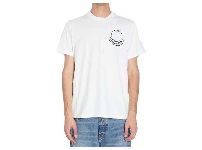 Moncler Baumwoll-T-Shirt mit Logo-Druck Weiß