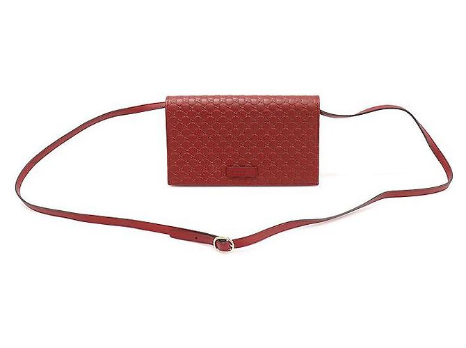 Borsa a tracolla in pelle Microguccissima con logo GG rosso