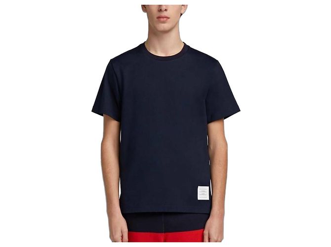Thom Browne Relaxed Fit Side Slit Medium Weight Short Sleeve T-Shirt Blue