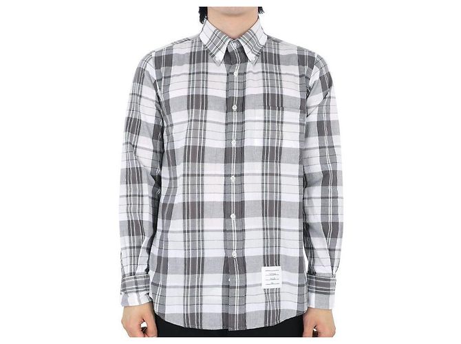 Thom Browne Gerade Madras-Karo-Hemd (Grau) Braun