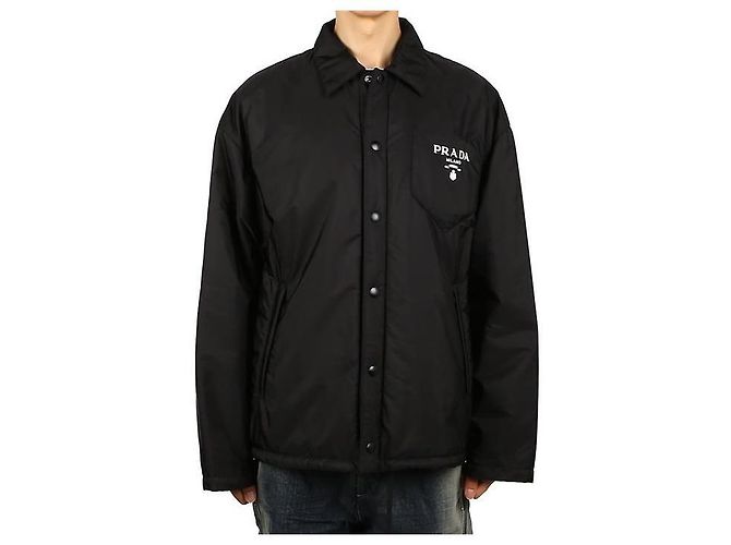 Prada Rynylon Logo Padded Jacket Black