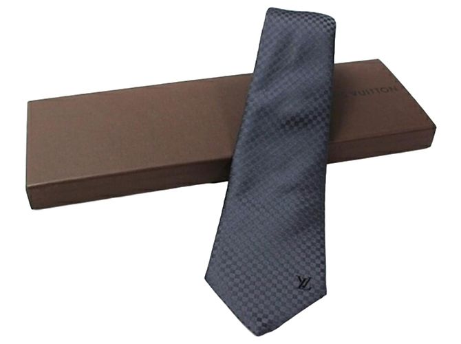 Louis Vuitton Silk Tie Damier Pattern LOUIS VUITTON Men's Brown