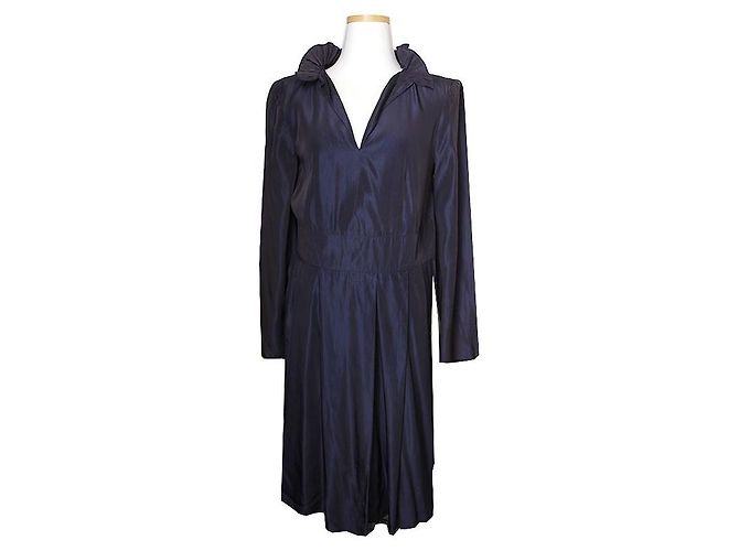 Marni Navy Seidenmischung Kleid Rot