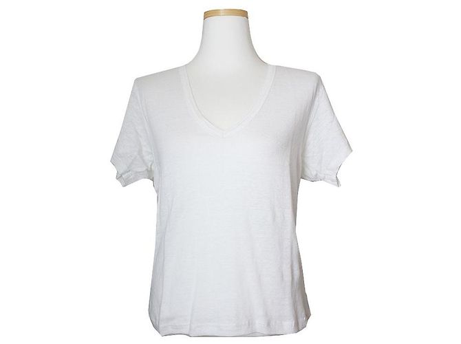 Ivory U-Ausschnitt Leinen T-Shirt von Isabel Marant Étoile Weiß