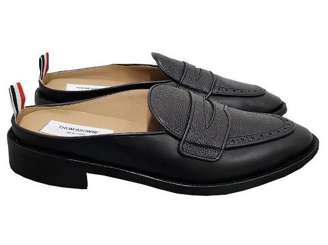 Thom Browne Varsity Grain Leather Penny Loafer Mule