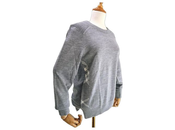 Burberry Meigan Wollkarierter Damenstrickpullover MITTELGRAU Braun