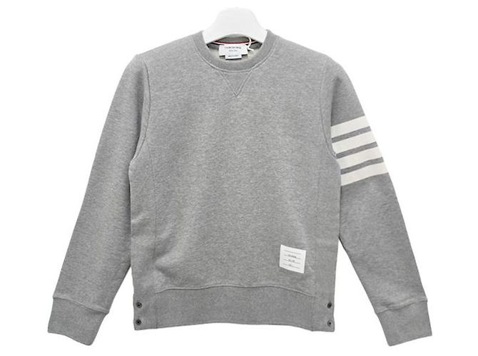 Thom Browne Diagonal Stripe Loopback Classic Sweatshirt Light Gray