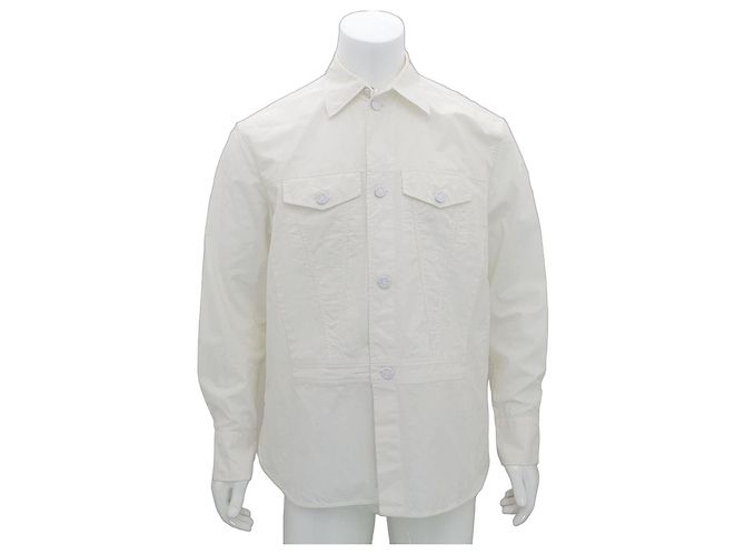 Louis Vuitton Giacca Camicia Bianca a Maniche Lunghe per Uomo JLF Bianco