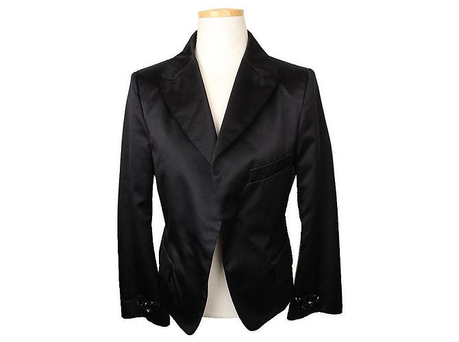 Jil Sander Black Silk Beaded Short Jacket