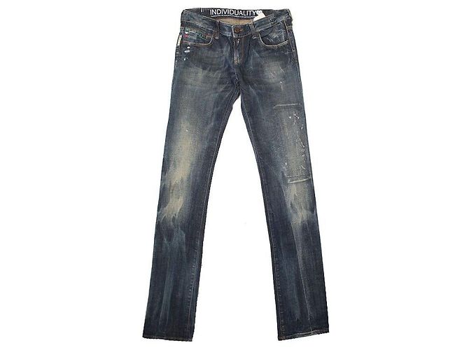 Armani Jeans Blue Distressed Wash Denim Pants