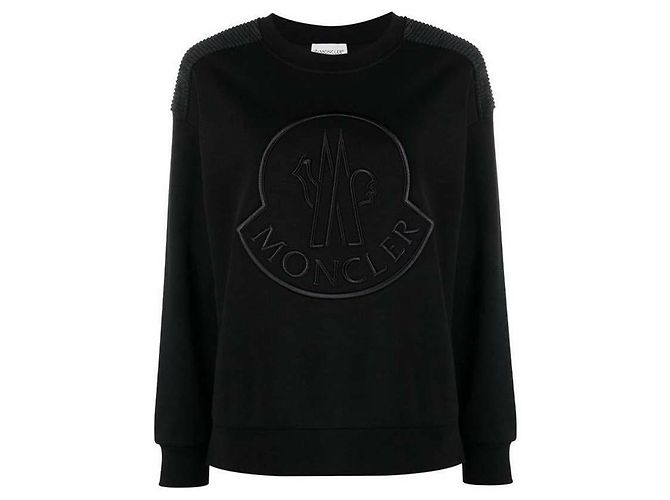 Moncler Sweatshirt mit gesticktem Logo Schwarz 