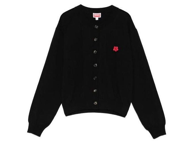 Kenzo Blumenbestickter Wollcardigan Schwarz