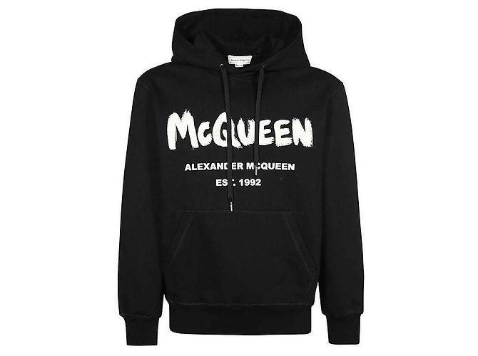 Alexander Mcqueen Graffiti Kapuzenpullover Schwarz 