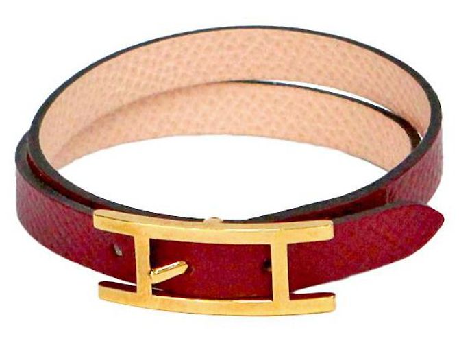Hermès Pulseira de couro vermelha Vermelho