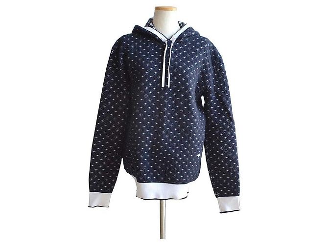 Louis Vuitton Exklusiver Monogramm Blumen Jacquard Hoodie Blau