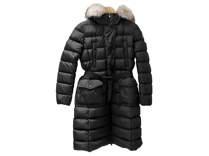 Moncler Langer Steppmantel Schwarz