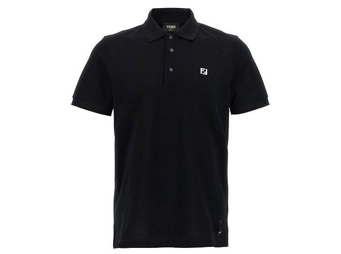 Fendi Metallic Piqué Poloshirt Schwarz