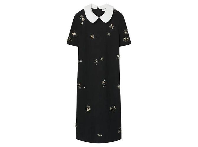 Tory Burch Robe pull à col orné Noir