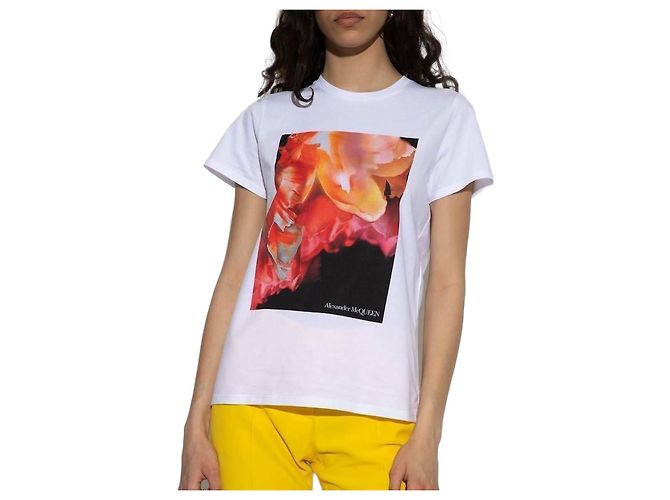 Alexander Mcqueen Explodiertes Blütenblatt T-Shirt Weiß