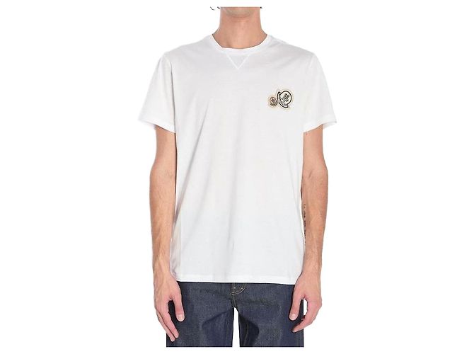 Moncler Baumwoll-T-Shirt mit Doppel-Logo-Patch Weiß