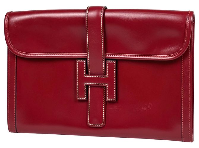 Borsa Clutch Hermès Jige PM H Logo Bordò