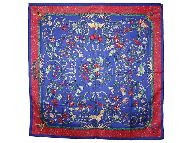 Bufanda de seda Hermès Blue Pierres D'Orient Et D'Occident 90 Azul