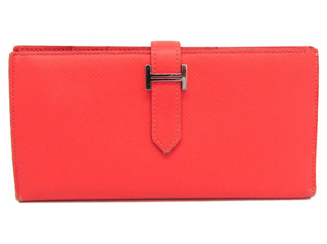 Hermès Bearn Soufflé Lange Geldbörse in Lachsrosa Pink