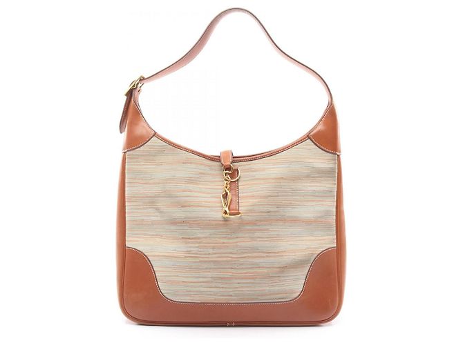 Bolsa de Ombro Hermès Trim 35 Marrom Vermelho Multicor