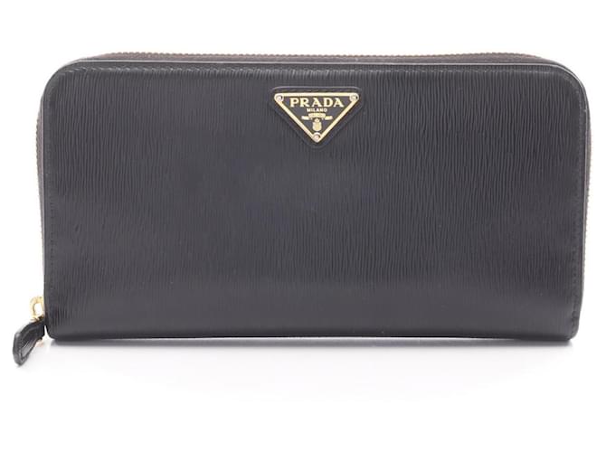 Prada VITTELLO MOVE TR Long Wallet Black Leather ref.2842698