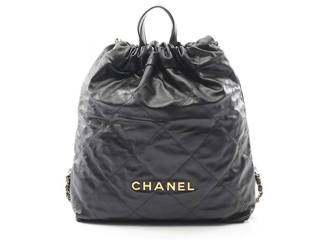 Chanel 22 Large Leather Backpack Black