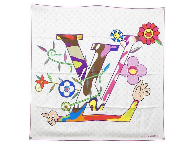 Bufanda de Seda Super Plana Louis Vuitton Blanco