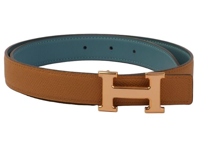 Hermès Constance Reversible Epsom Leather Belt Camel Blue Hydra Multiple colors