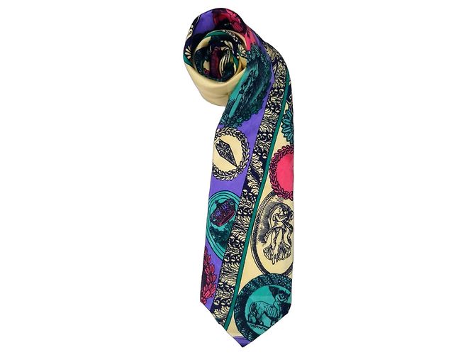 Gianni Versace silk patterned tie Multiple colors
